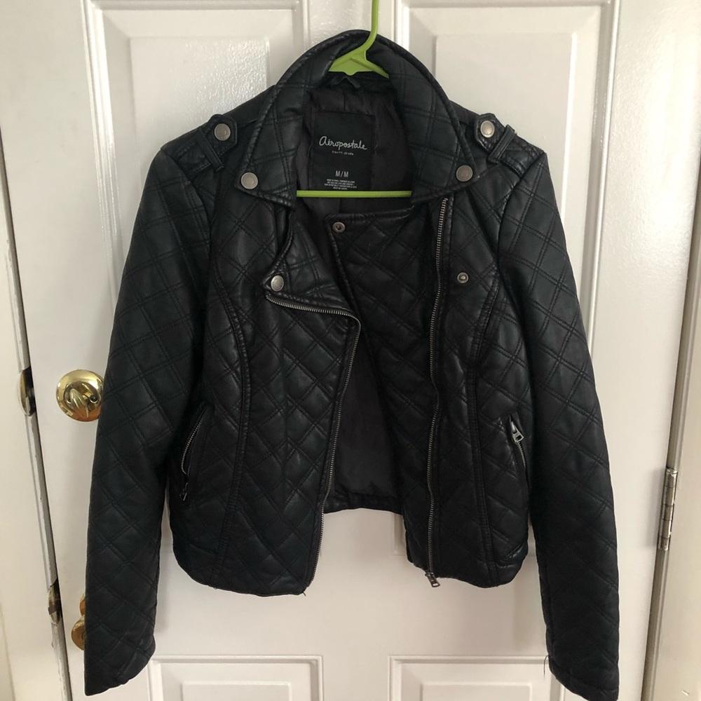 Faux leather quilted jacket